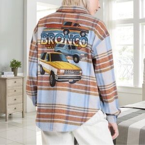 Nwot FORD Bronco Womens Flannel Shirt Shacket Size 2XL Button Up Oversized XXL